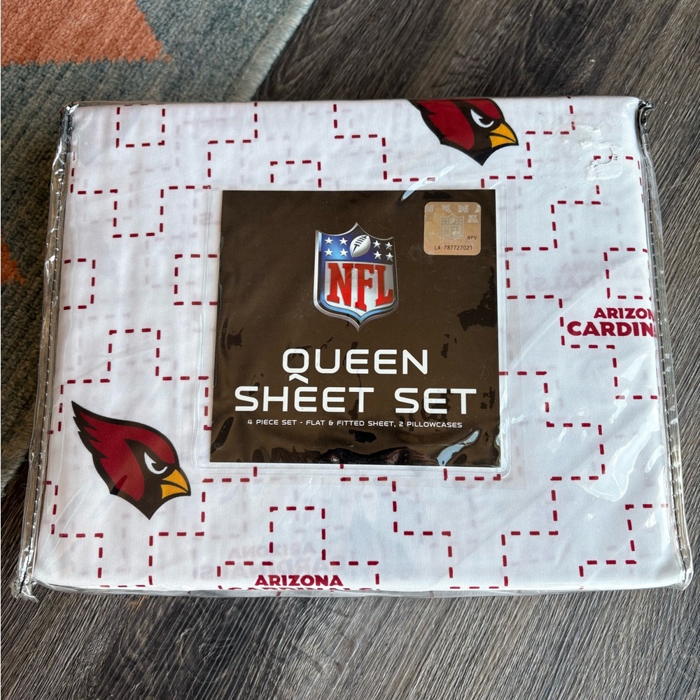 NWT NFL Arizona Cardinals Queen Sheet Set